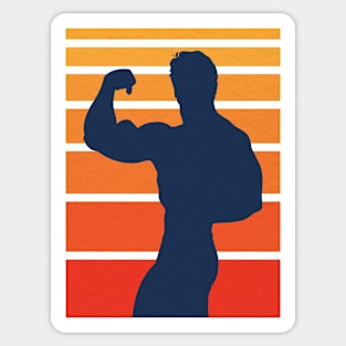 Vintage Body Builder Silhouette Sticker